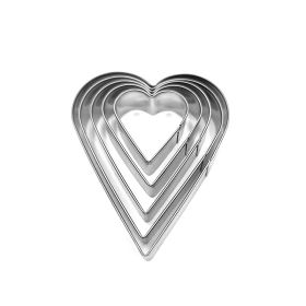 5-piece Stainless Steel Biscuit Mold Love Heart-shaped Valentine's Day