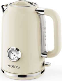 Electric Tea Kettle with Thermometer, KOIOS 1.7L 1500W BPA-Free Stainless Steel Fast Water Boiler with LED Indicator, Cordless Electric Tea Pot, 360¬∞