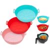 3Pcs Reusable Foldbale Air Fryer Silicone Pot 464¬∞F Heat Resistant Round Replacement of Parchment Liners 3 Food Grade Baking Basket Pans for 4+Quart