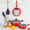 Nonstick Pot and Pan Set-Wok, Soup, Milk Pot Set RED