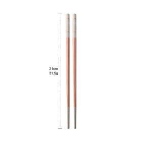 304 Stainless Steel Chopsticks Household Alloy Restaurant Color Laser Square-headed (Option: Short Rose Gold)