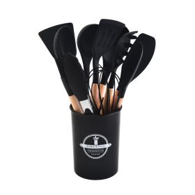 12-piece Silicone Kitchenware Set Household Silicone Spatula Set (Color: Black)