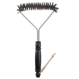 12 Inch BBQ Wire Grill Brush Triangular Stainless Steel Practical Cleaning Tool New (Color: Black)