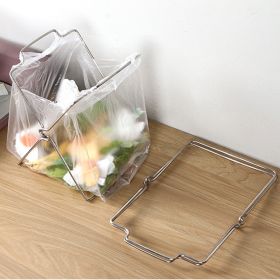 1pc Stainless Steel Kitchen Garbage Rack Trash Bag Rag Holder Foldable Storage Rack Plastic Bag Shelf For Countertop Bathroom Bedroom (Color: Silvery, size: 6.7*6.7*8.5 Inches)