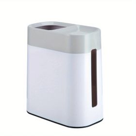 1pc 2 In 1 Desktop Trash Can With Tissue Box; Creative Plastic Mini Wastebasket; Trash Can; Garbage Bin; Rubbish Recycling For Desktop; Dressing Table (Color: Grey)