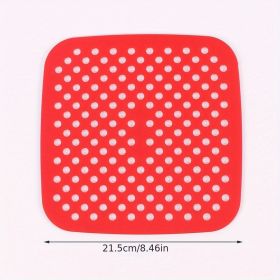 1pc 7.5in/8in/9in Air Fryer Liner Silicone Air Fryer Mat (Style: Square 8.5in, Color: Red)