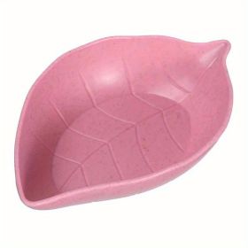 1pc Wheat Straw Leaf Shape Small Dish; Creative Snack Plate; Tableware; Vinegar Dish; Soy Sauce Dish; Bone Dish; Small Seasoning Dish (Color: Nordic Pink)