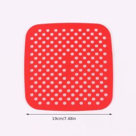 1pc 7.5in/8in/9in Air Fryer Liner Silicone Air Fryer Mat (Style: Square 7.5in, Color: Red)