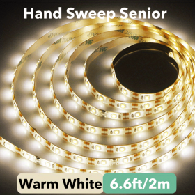 1pc DC 5V Lamp USB Motion LED Backlight TV Kitchen LED Strip Hand Sweep Waving ON OFF Sensor Light Diode Lights Double-sided Tape (Color: Warm White, size: 6.6ft/2m)