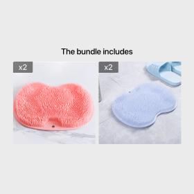 Hands Free Back Scrubber For Shower; 1pc Multifunctional Lazy Man Rubbing Shoulder Strap Suction Cup Brush Back Bath Bathroom Rubbing Foot Massage Bru (Color: Pink*2+Blue*2)