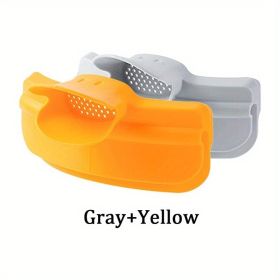 1pc; Anti-Spill Silicone Slip On Pour Soup Spout Funnel; Kitchen Dedicated Anti-Spill Pots Round Edge Deflector Pour Soup Funnel Duckbill Diversion Mo (Color: Grey+Yellow)