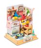 Robotime DIY Taste Life Kitchen Doll House with Furniture Children Adult Miniature Dollhouse Bubble Bath Wooden Kits Toy Gift DS