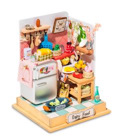 Robotime DIY Taste Life Kitchen Doll House with Furniture Children Adult Miniature Dollhouse Bubble Bath Wooden Kits Toy Gift DS (Color: DS015 Taste Life, Ships From: China)