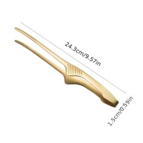 1pc Barbecue Clip Stainless Steel Food Clip; Baking Bread Clip; Hotel Restaurant Squeegee Clip (Color: 24cm-golden)