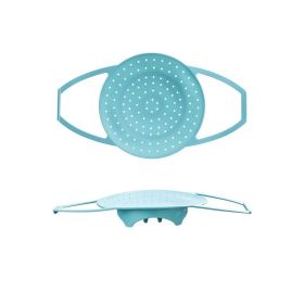 1pc Silicone Steamer Basket Air Holes Design With Feet And Handle For Pan Reusable Silicone Easy To Clean And Store Food Grade Material Steamer (Color: Blue)