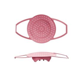 1pc Silicone Steamer Basket Air Holes Design With Feet And Handle For Pan Reusable Silicone Easy To Clean And Store Food Grade Material Steamer (Color: Pink)