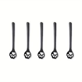 1/5pcs, Stainless Steel Hollow Out Kawaii Cat Claw Spoon, Mixing Spoon, Cake Dessert Spoon, Cookie Mold (Quantity: Five, Items: Hollow Cat Claw Spoon)