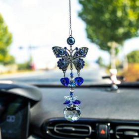 1pc Blue Butterfly Evil Eye Crystal Sun Catcher - Indoor Window Suncatcher with Prism Ball - Rainbow Maker for Good Luck and Hanging Ornament for Home (Style: Butterfly)