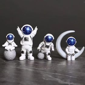 4pcs Small Creative Astronaut Ornaments; Desktop Ornaments; TV Cabinet Ornaments (Color: Blue, size: 10.2*6cm)