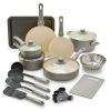 18-Piece Soft Grip Toxin-Free Healthy Ceramic Non-Stick Cookware Set,Dishwasher Safe