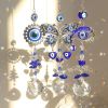 1pc Blue Butterfly Evil Eye Crystal Sun Catcher - Indoor Window Suncatcher with Prism Ball - Rainbow Maker for Good Luck and Hanging Ornament for Home