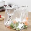 1pc Stainless Steel Kitchen Garbage Rack Trash Bag Rag Holder Foldable Storage Rack Plastic Bag Shelf For Countertop Bathroom Bedroom