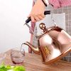 Rose Gold Stainless Steel Kettle; Streamlined Spout; Anti-scalding Handle; tea Kettle for Stove Top Whistling (Size : 4L)