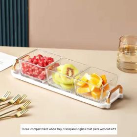 Dried Fruit Tray Living Room Home Glass Fruit Snack Dish Grid Candy Plate (Option: White Tray 1 3 Plates)